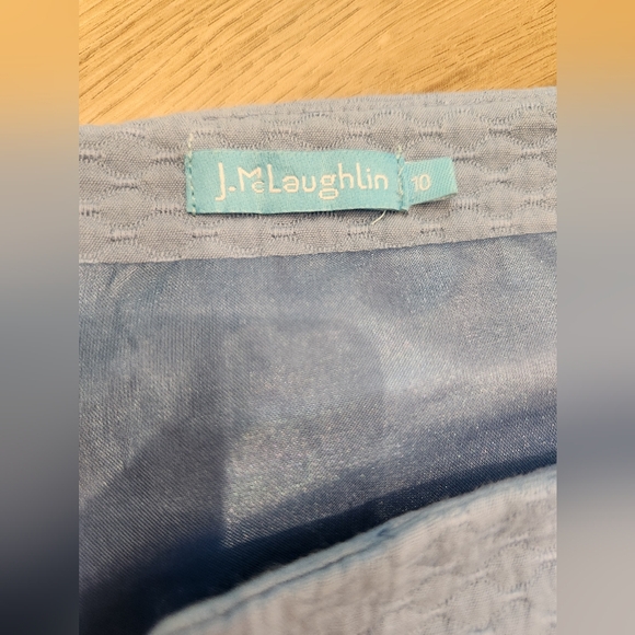 J. Mclaughlin Sheath Little Blue Dress Size 10 Short Cap Sleeves, Textured Fabri - Picture 14 of 15